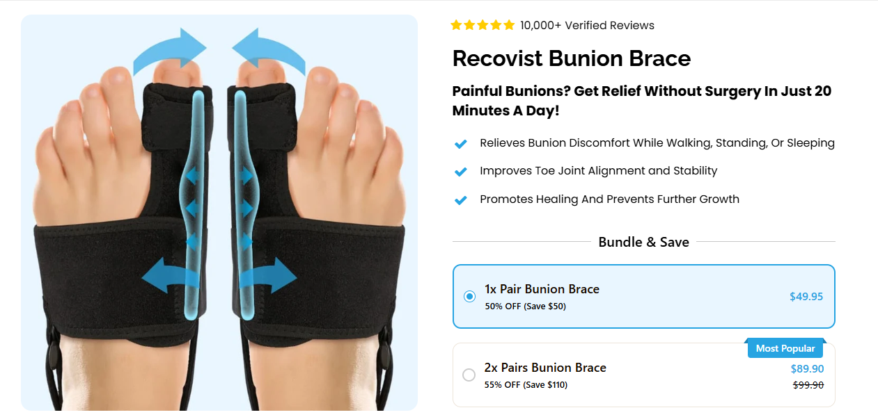recovist bunion sleeve, bunion brace review, does it work, is it legit